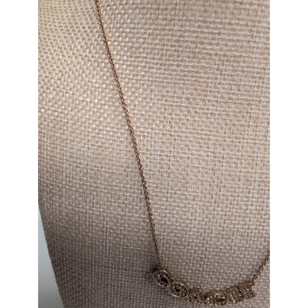 Coach‎ Signature Script Gold Tone Rhinestone Necklace - Picture 4 of 5